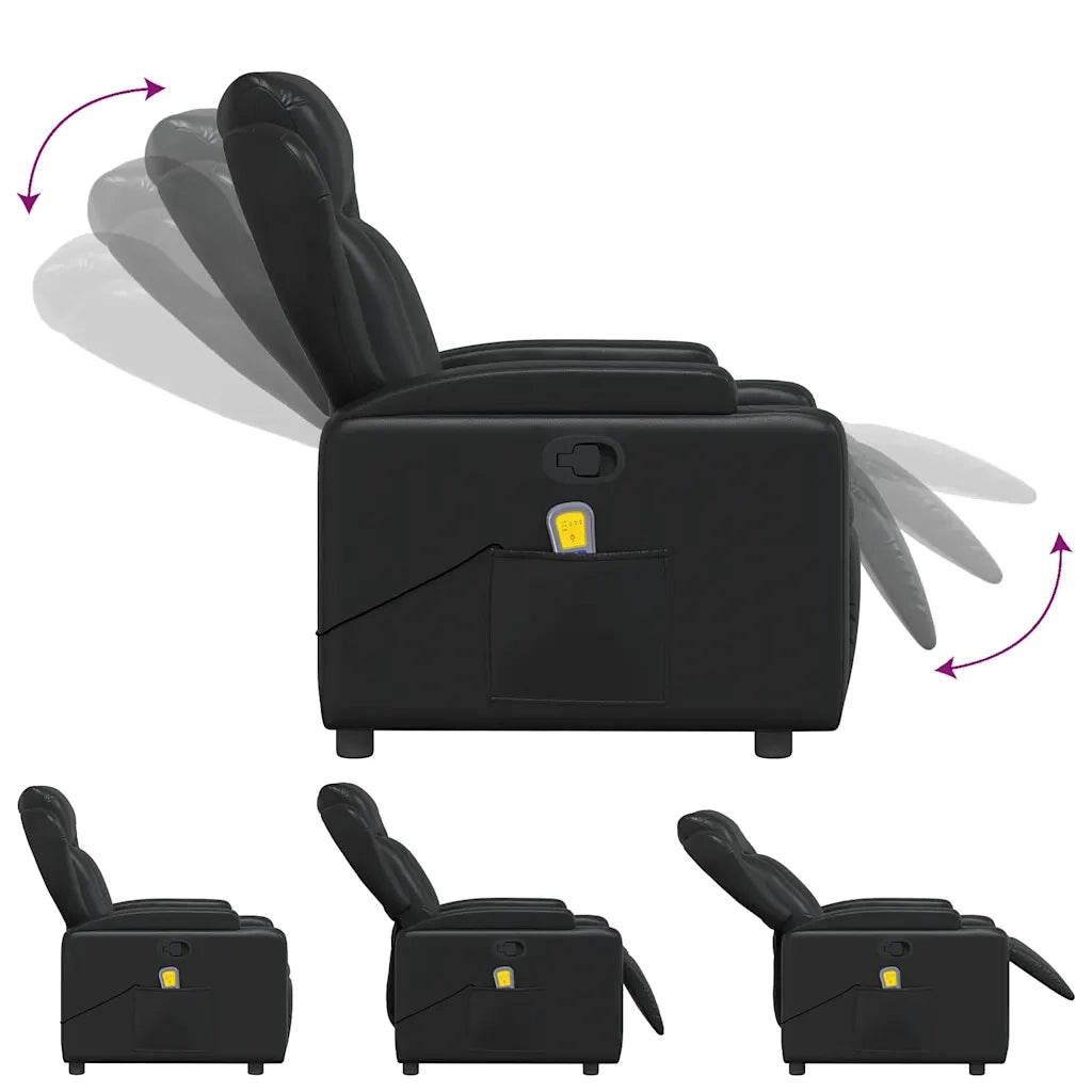 Poltrona Massaggiante | Sedia Relax Reclinabile Nera in Similpelle
