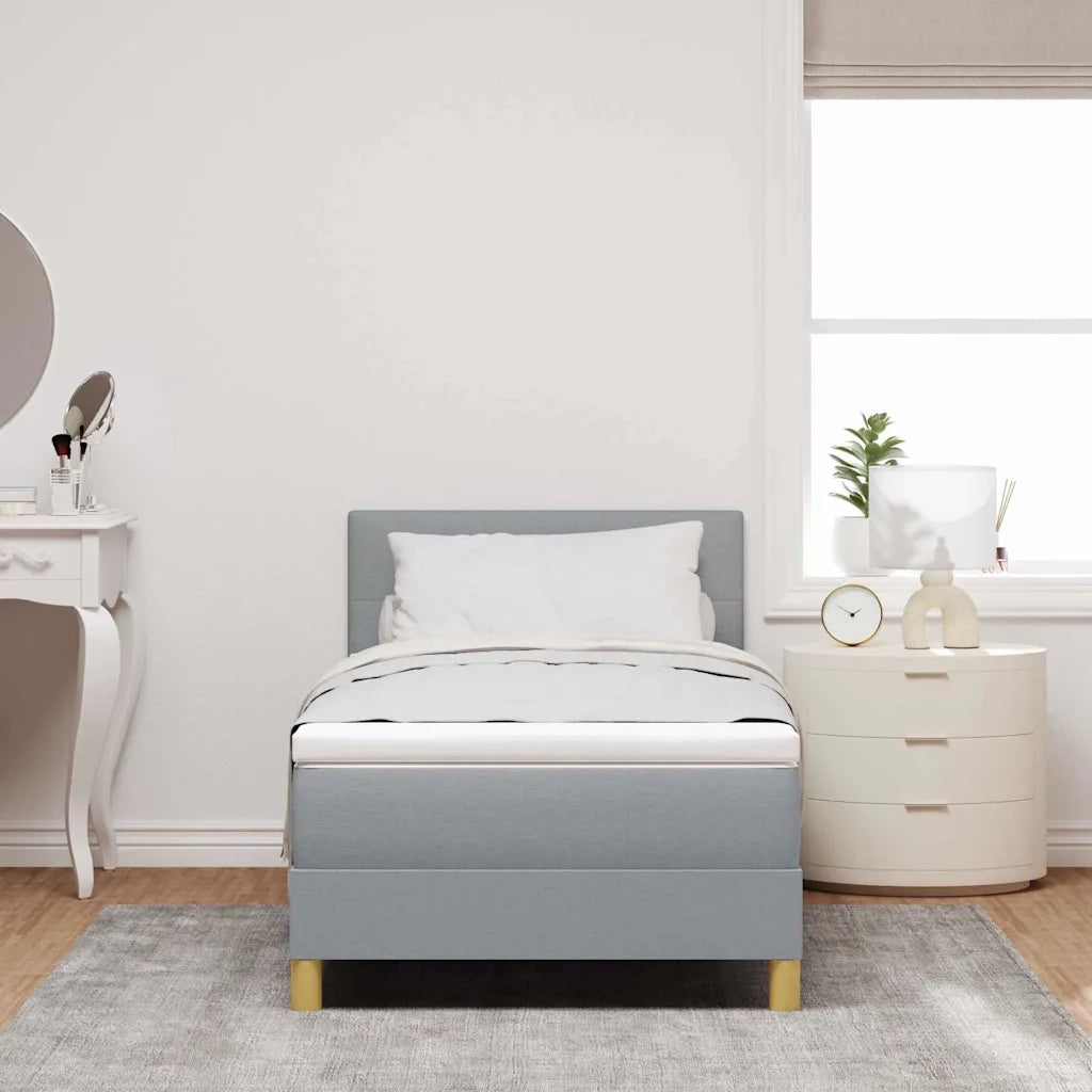 Letto a Sorgente LED con led Grigio chiaro 90 x 200 cm Tessuto