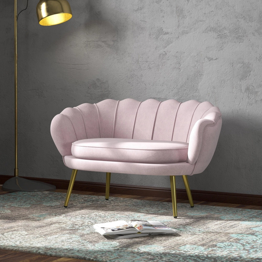 Divano 2 Posti 130x77x77 cm in Velluto Rosa
