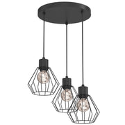 Lampada sospensione industriale 3xE27 nera Parkla