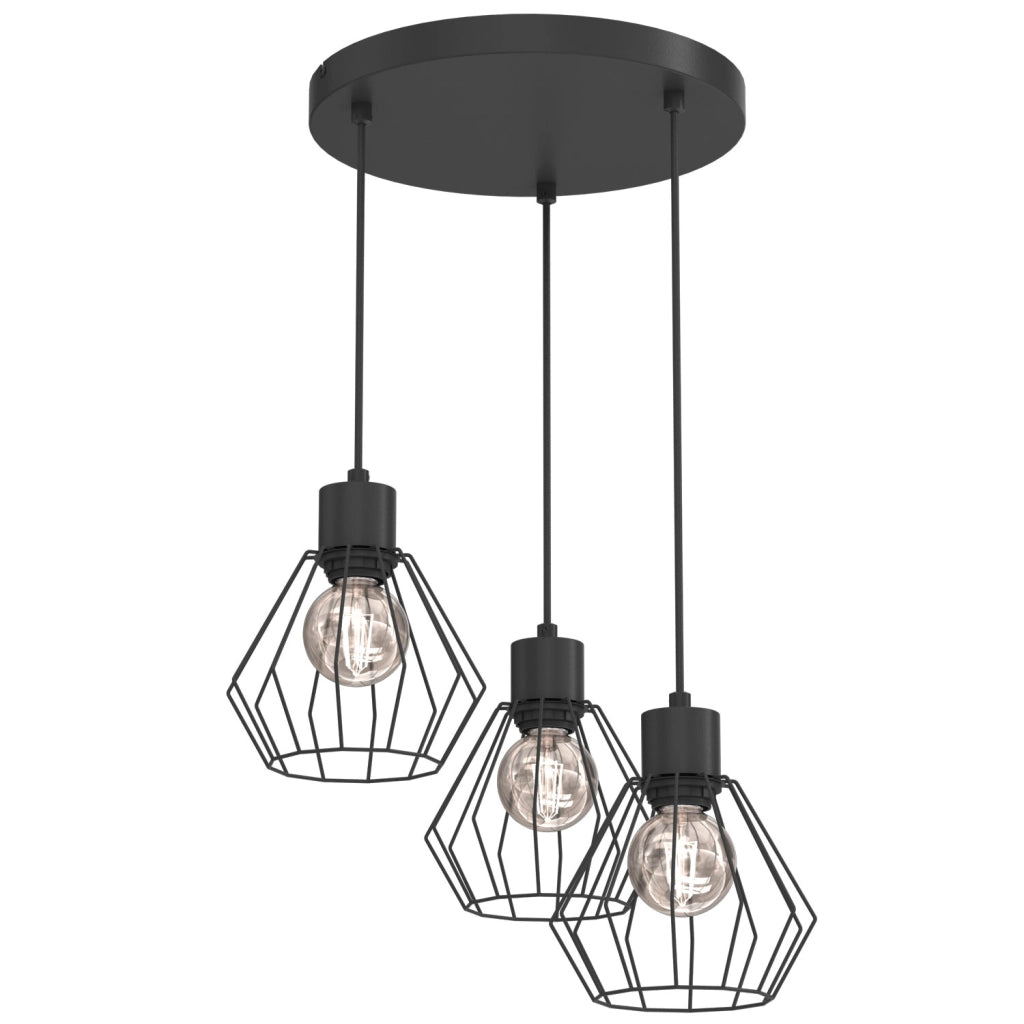 Lampada sospensione industriale 3xE27 nera Parkla