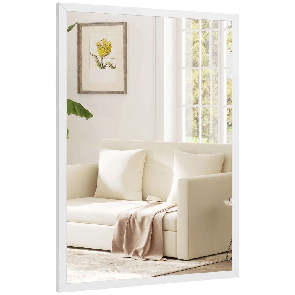 Specchio da Parete Rettangolare ¨C Minimal ¨C Legno Bianco 60x40 cm
