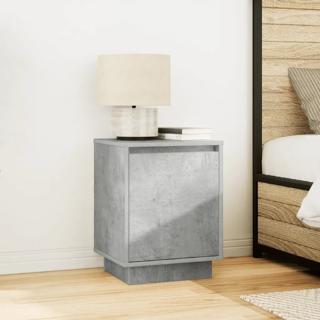 Comodini con Luci a LED 2 pz-Set di 2 Tavolino da notte Grigio Cemento 38x34x50 cm 584633