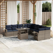 Set Divani da Giardino 11 pz con Cuscini Grigio in Polyrattan 3268171