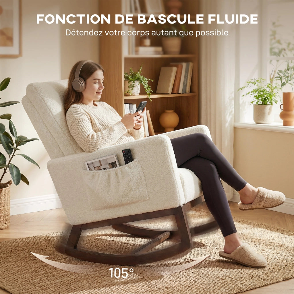 Poltrona a Dondolo Imbottita ¨C Minimal ¨C Crema