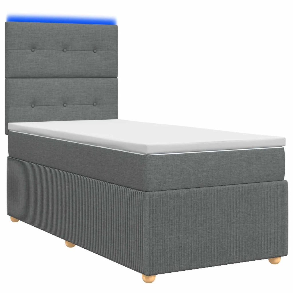 Letto Box Spring LED con Materasso Grigio Scuro 80 x 200 cm 3455728
