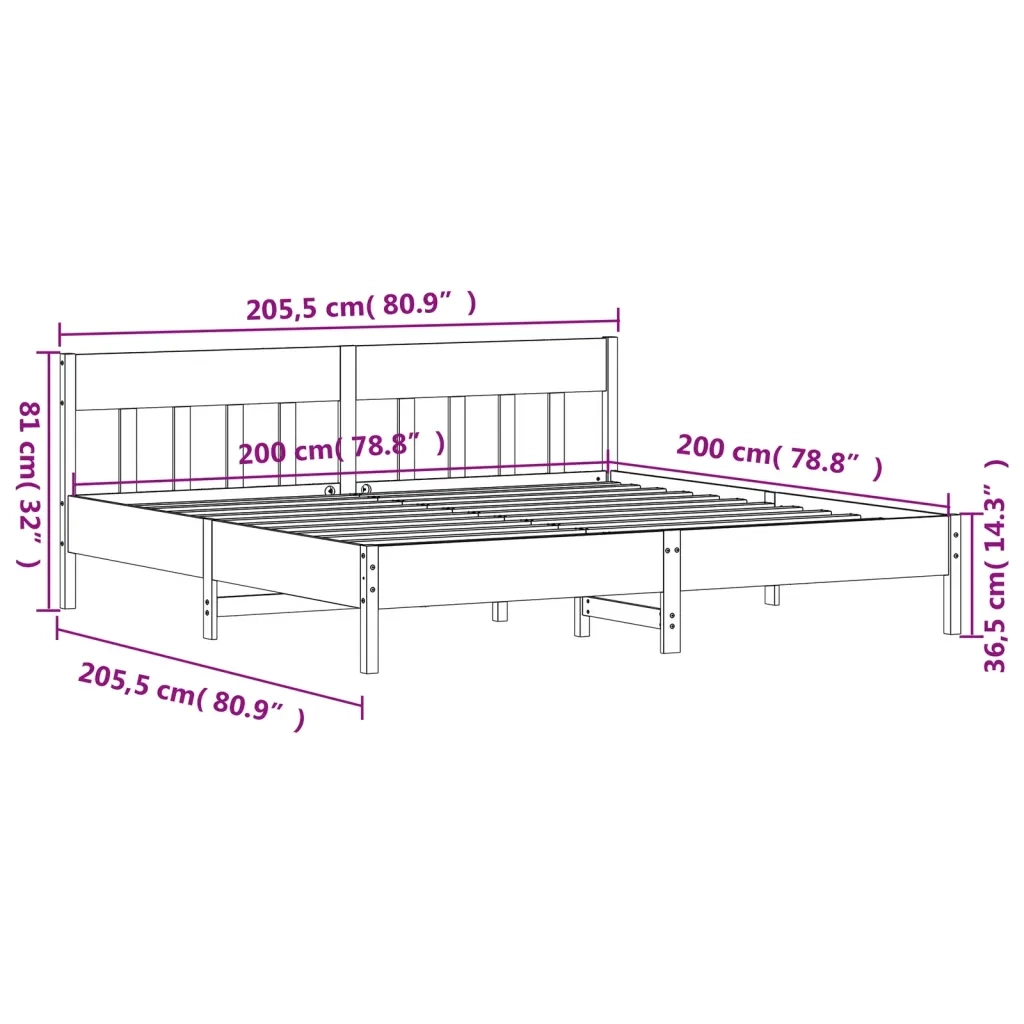 Giroletto senza Materasso-Struttura Letto Marrone Cera 200x200 cm Legno di Pino 895877
