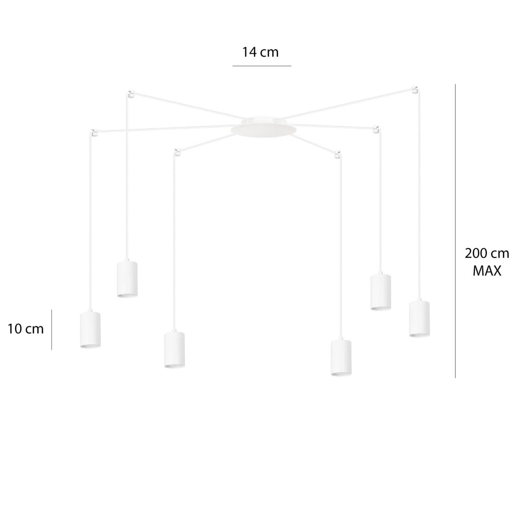 Emibig Traker lampadario bianco 6xGU10 LED regolabile