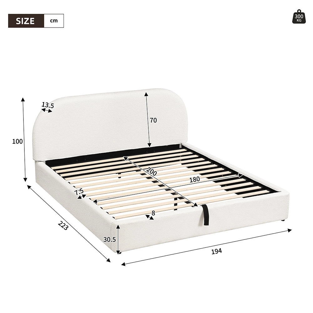 Letto doppio imbottito 180x200cm - Xylo - bouclé beige
