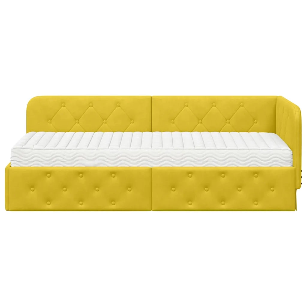 Cornice del letto ad angolo Giallo 80 x 200 cm Velluto