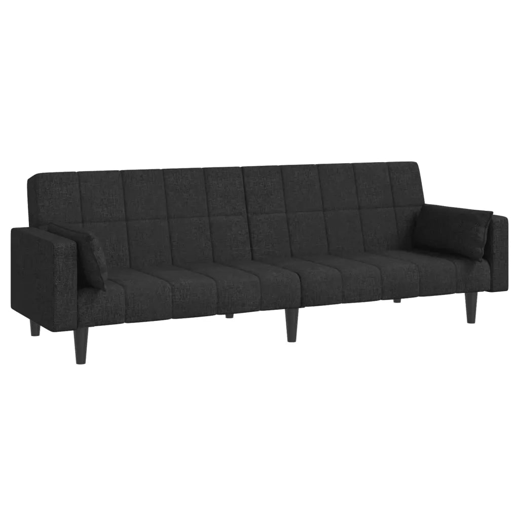 Divano Letto a 2 Posti con 2 Cuscini-Sofa Letto 2 Posti-Daybed Nero in Tessuto 304871