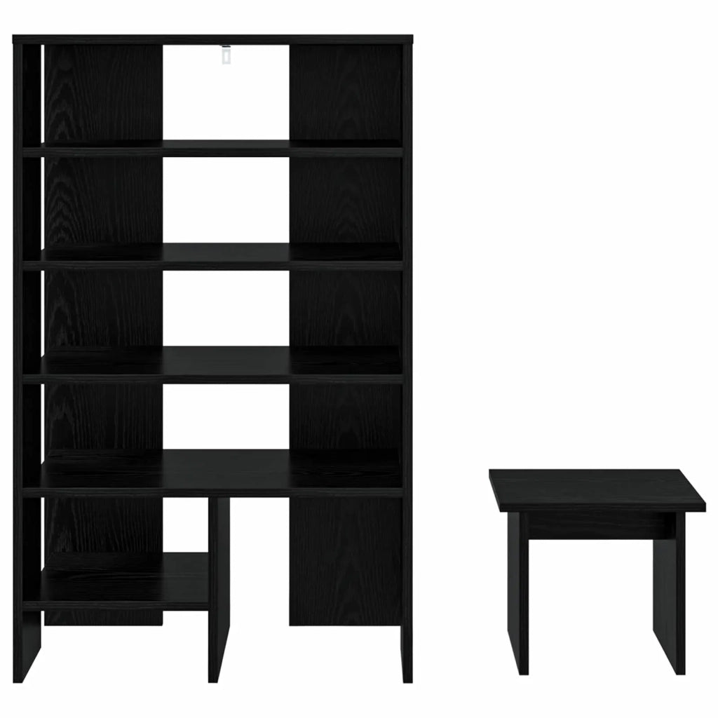 Mobile per scarpe 2 pcs Rovere Nero Legno multistrato 8000381