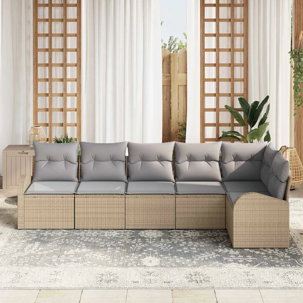 Set Divano da Giardino 6 pcs Beige e Grigio Chiaro polyrattan 3354729