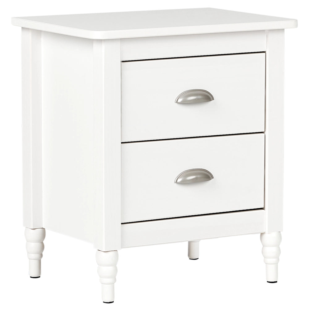 Comodino armadietto Bianco 2 Cassetti Retrò