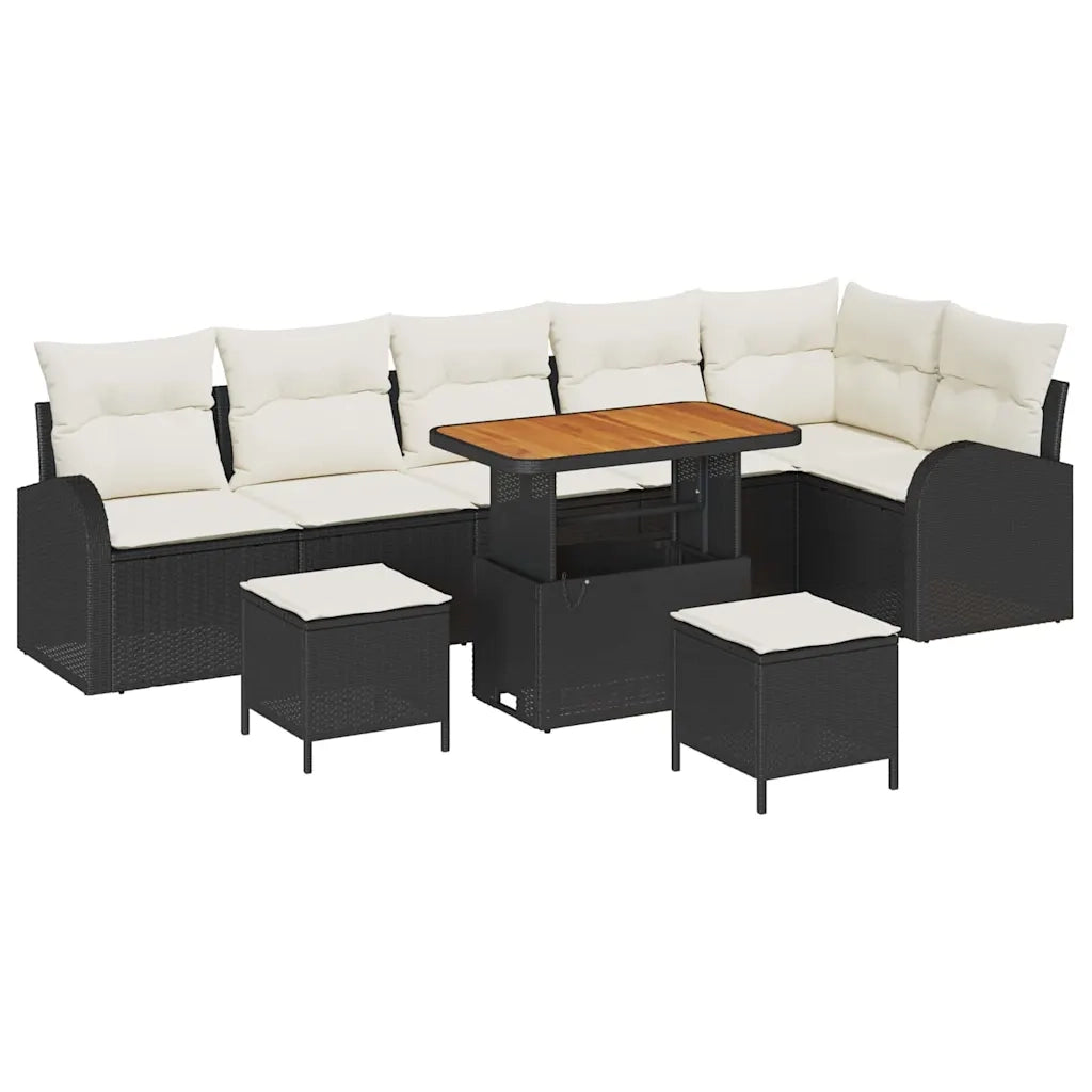 Set Divano da Giardino con cuscino 9 pcs Nero polyrattan 3362415