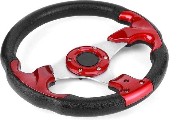 Sterzo Universale da 320mm con Clacson in PVC colore Rosso