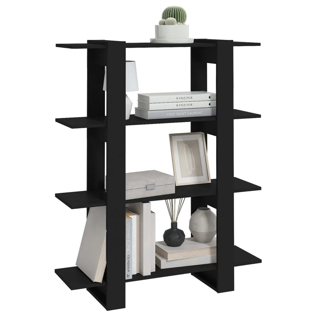 Libreria Divisorio-Scaffale per Libri-Mobile di Stoccaggio Nero 100x30x123,5 cm