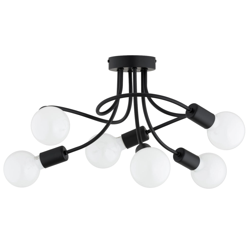 Plafoniera minimalista nera intrecciata 6xE27 HITO Alfa