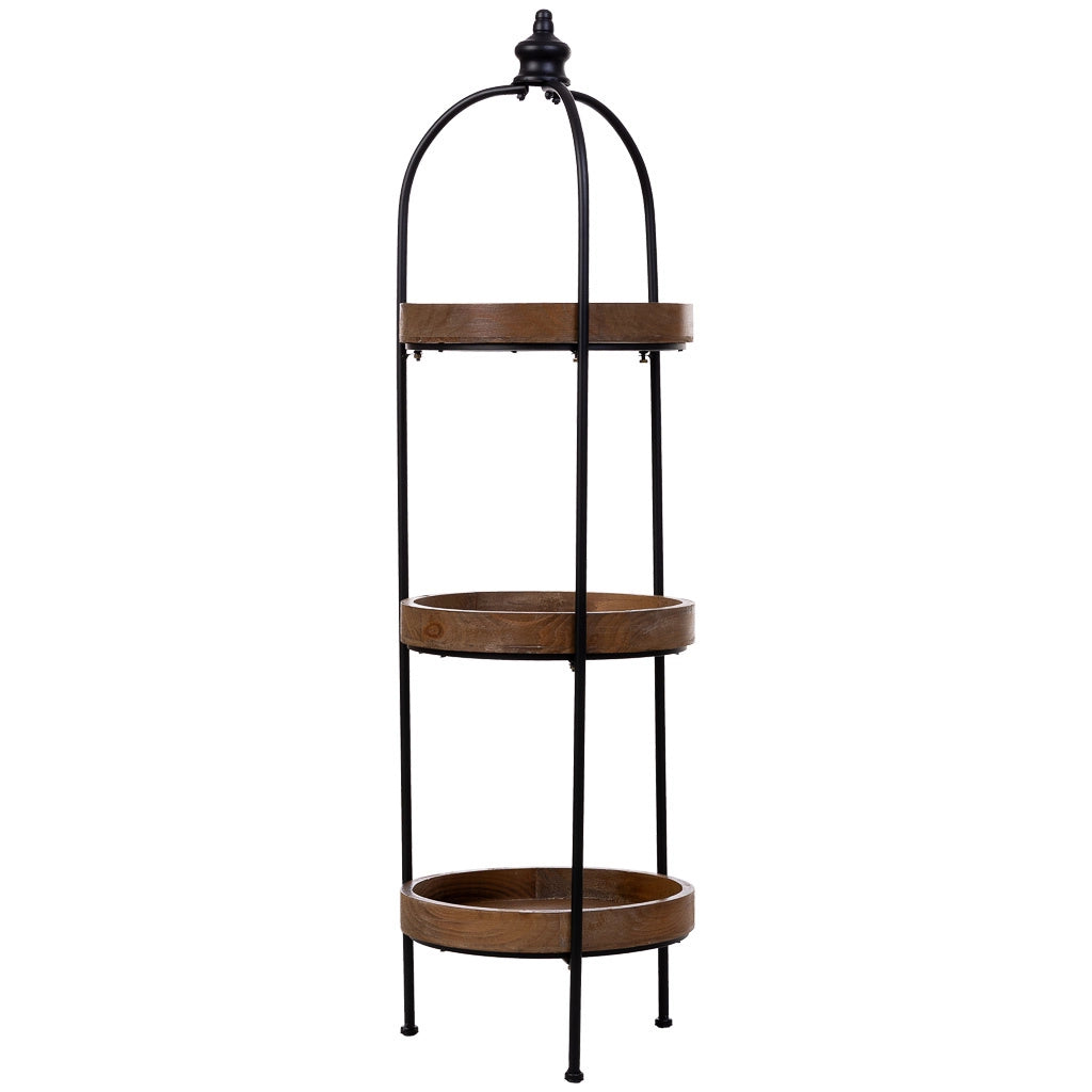 Scaffale in legno e metallo con 3 ripiani 35x35x122h cm
