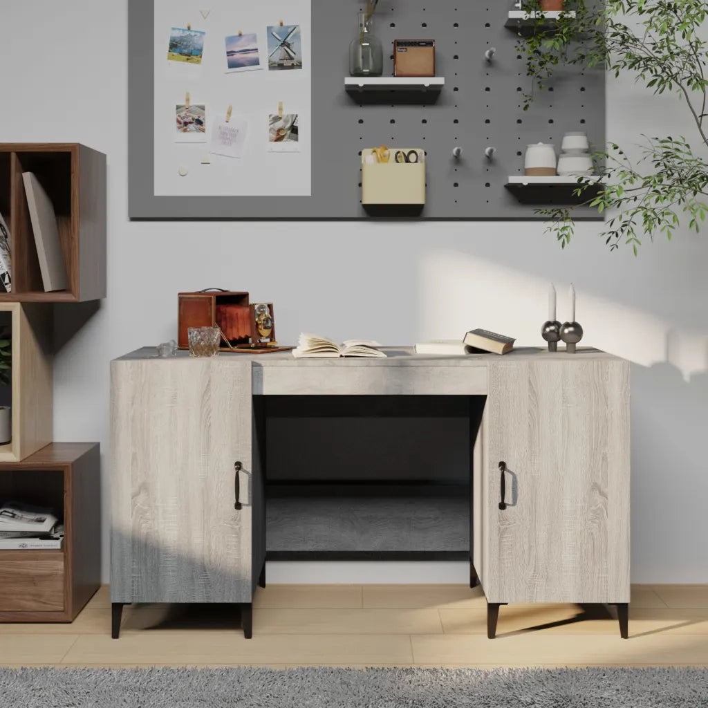 Scrivania Grigio Sonoma 140x50x75 cm in Legno Multistrato 817553