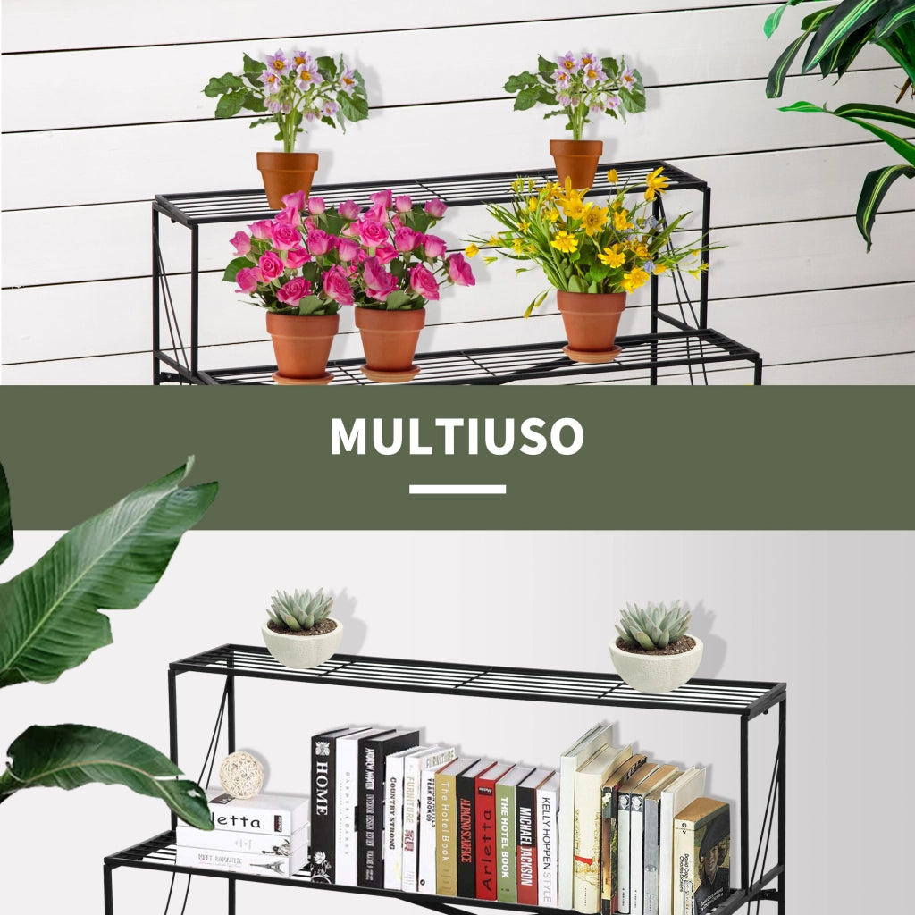 Portapiante a 3 Livelli ¨C Xylo ¨C Ferro Battuto Nero Esterno Giardino