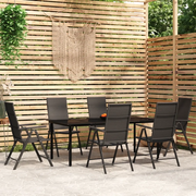 Set Mobili da Pranzo per Giardino 7 pz Nero 3099105