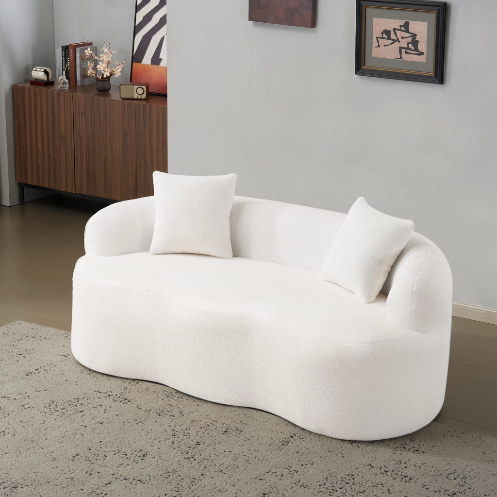Divano Loveseat 2 Posti con Cuscini e Braccioli Rotondi ¨C MINIMAL ¨C Crema