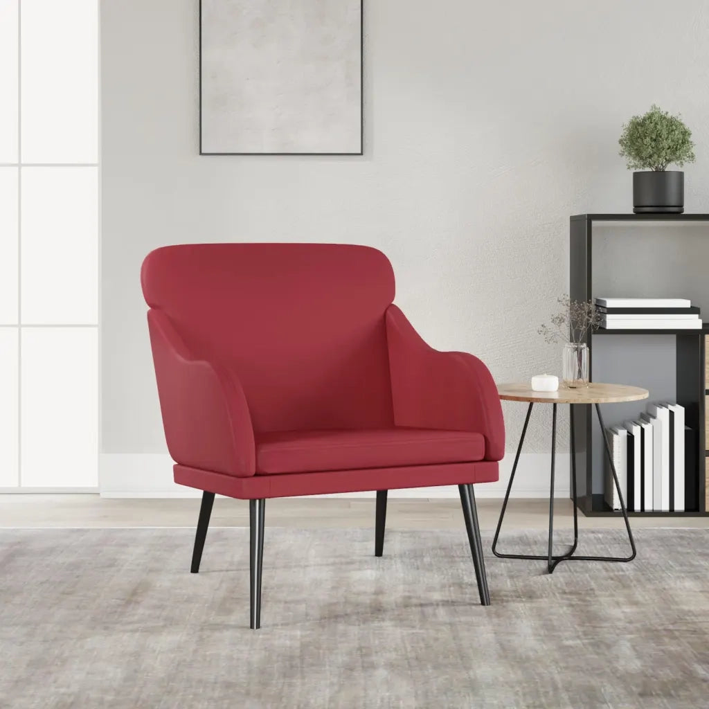 Poltrona Rosso Vino 63x76x80 cm Similpelle 351428