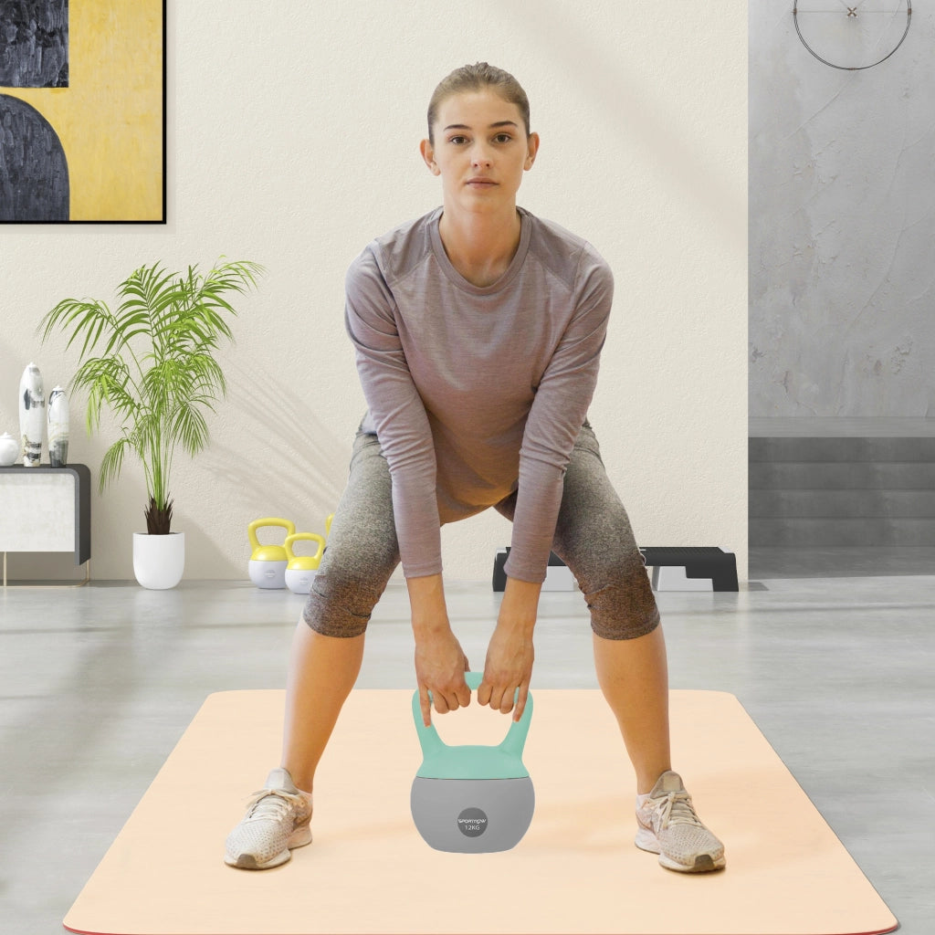 Kettlebell 12 kg ¨C zephmum ¨C grigio e verde 21x21x30 cm