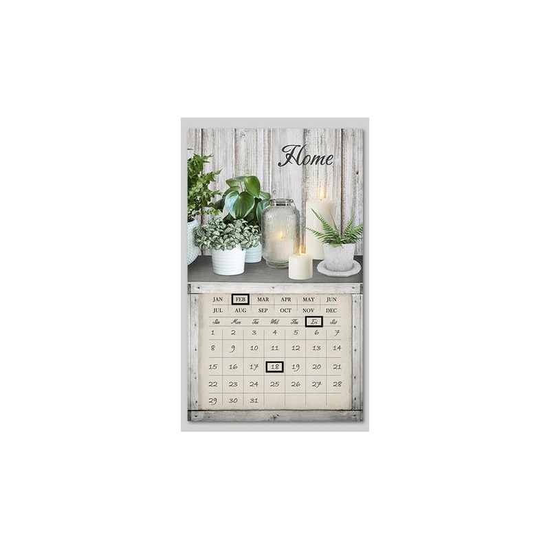 Quadro led con calendario bianco rettangolare cm 30x50x1,8