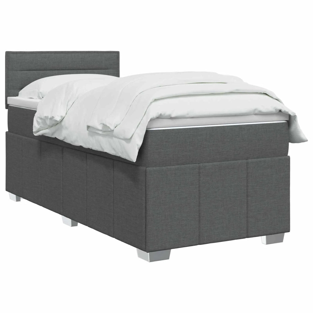 Letto con Box Spring, Materasso e LED Grigio Scuro 90 x 190 cm 3452769