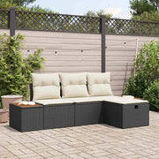 Set Divano da Giardino con cuscino 4 pcs Nero Poly Rattan