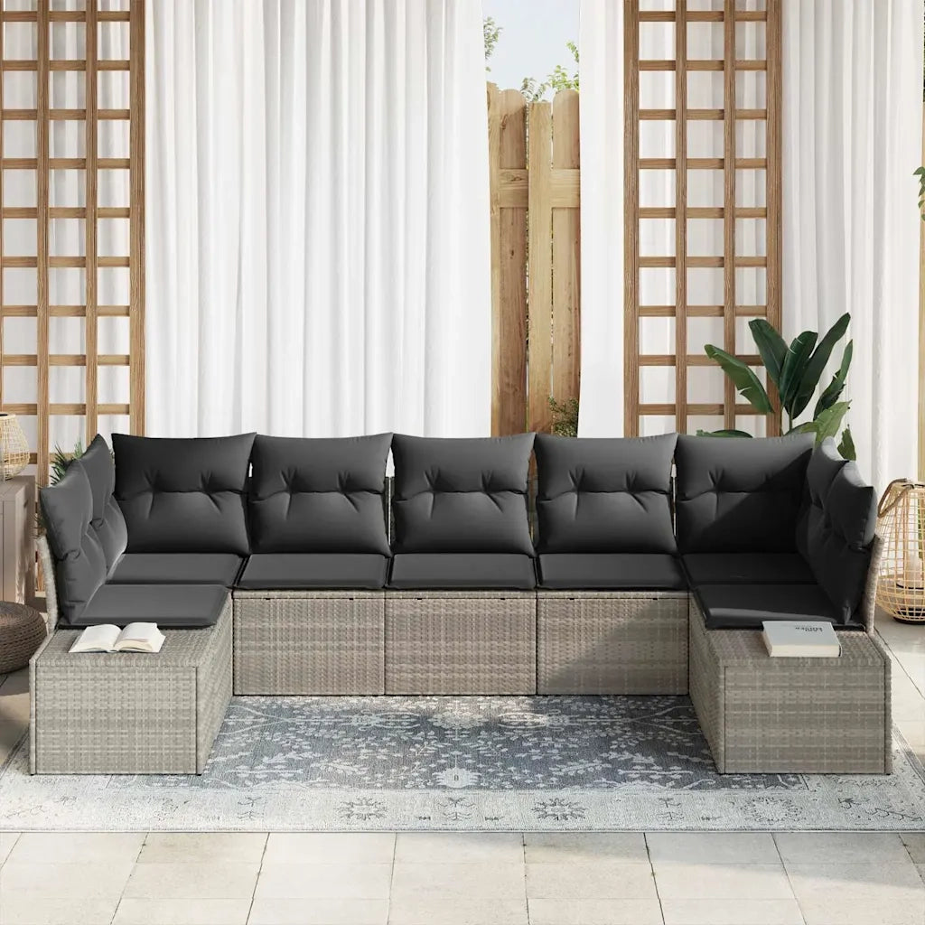 Set Divano da Giardino 7 pcs Grigio chiaro Poly Rattan 3355881