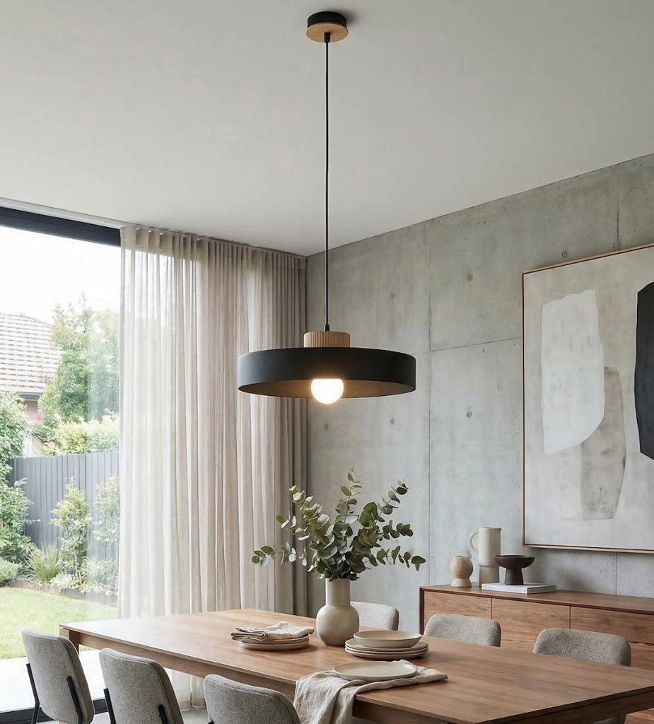 Lampada a sospensione KIVI Japandi nera legno 1xE27 Emibig