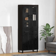Credenza 2 pcs Rovere Nero Legno Stratificato e Vetro 3416089