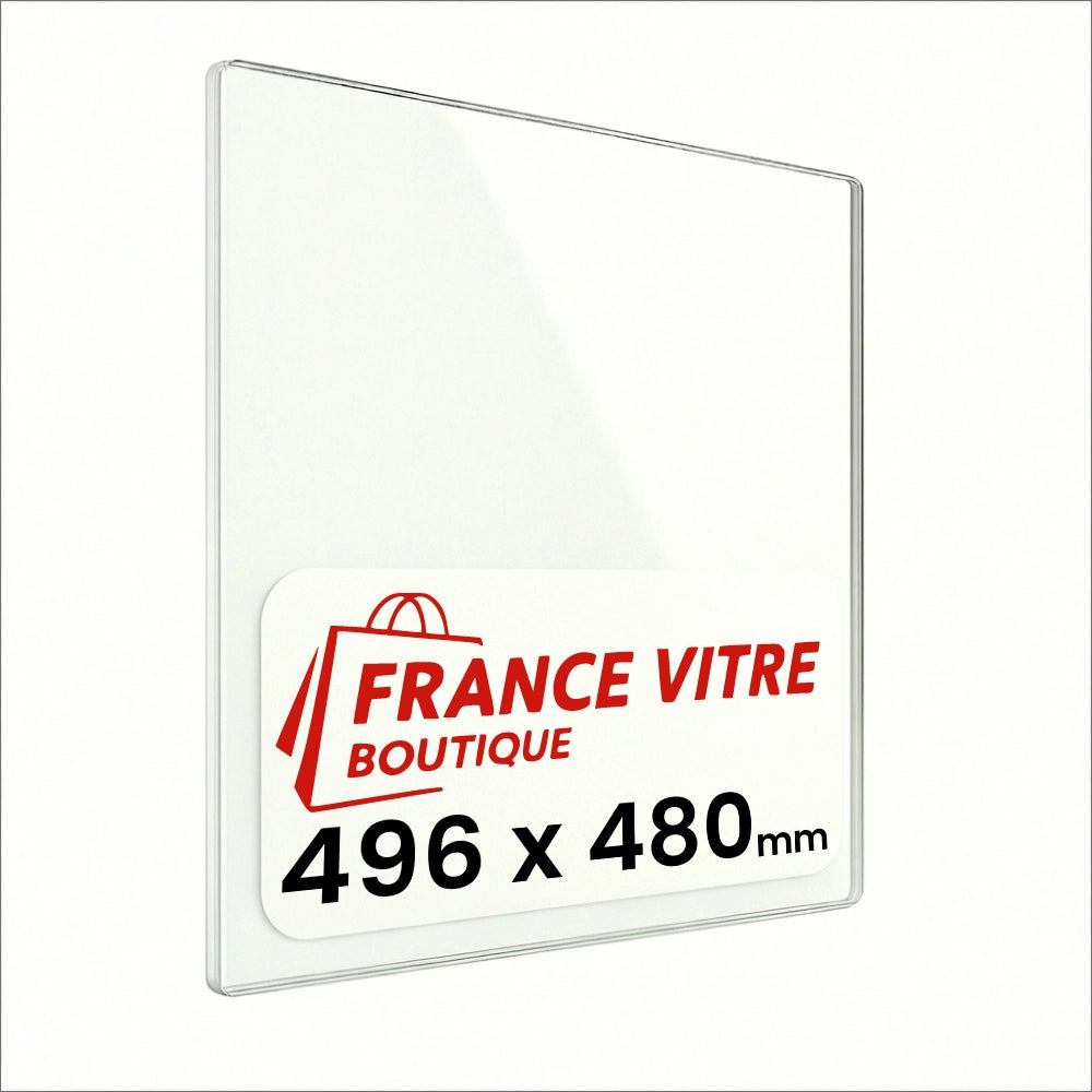 496 x 480 x 4 mm - Vetro per stufa a legna - vetro camino di ricambio - vetro per caminetto resistente al fuoco - France Vitre