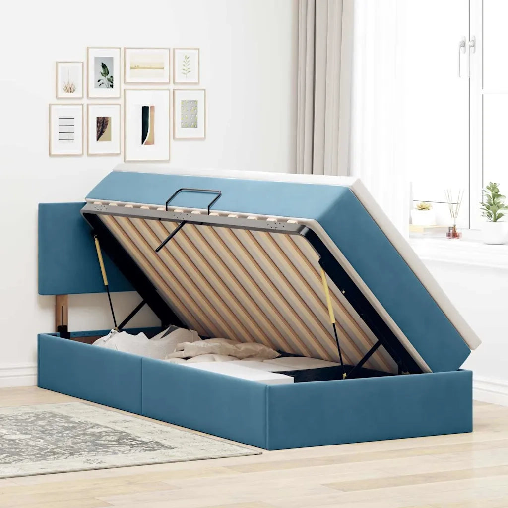 Letto con Contenitore Blu Scuro 90 x 200 cm Velluto 3370675