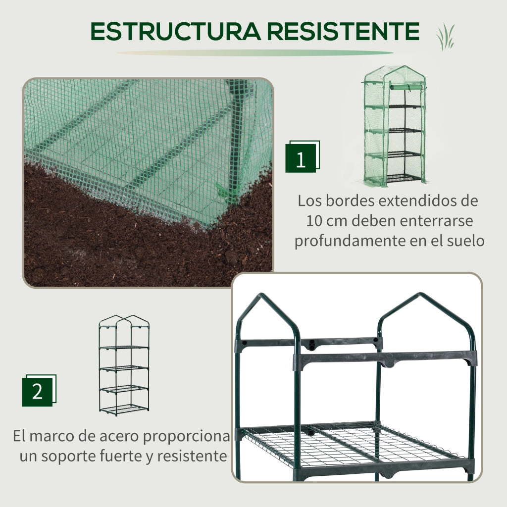 Serra da Giardino con 4 Ripiani ¨C Minimal ¨C Verde 70x50x160 cm