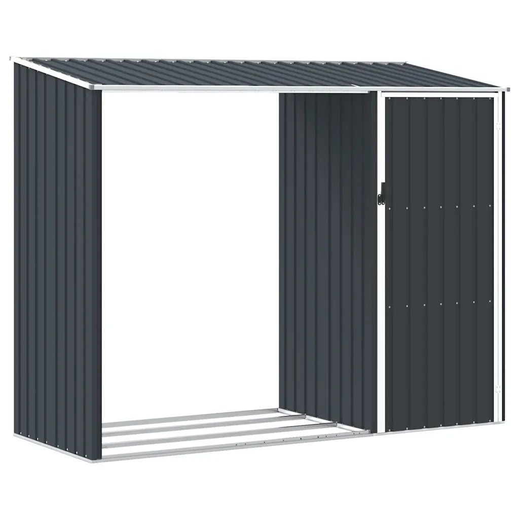 Capanno per Legna Antracite 245x98x159 cm in Acciaio Zincato