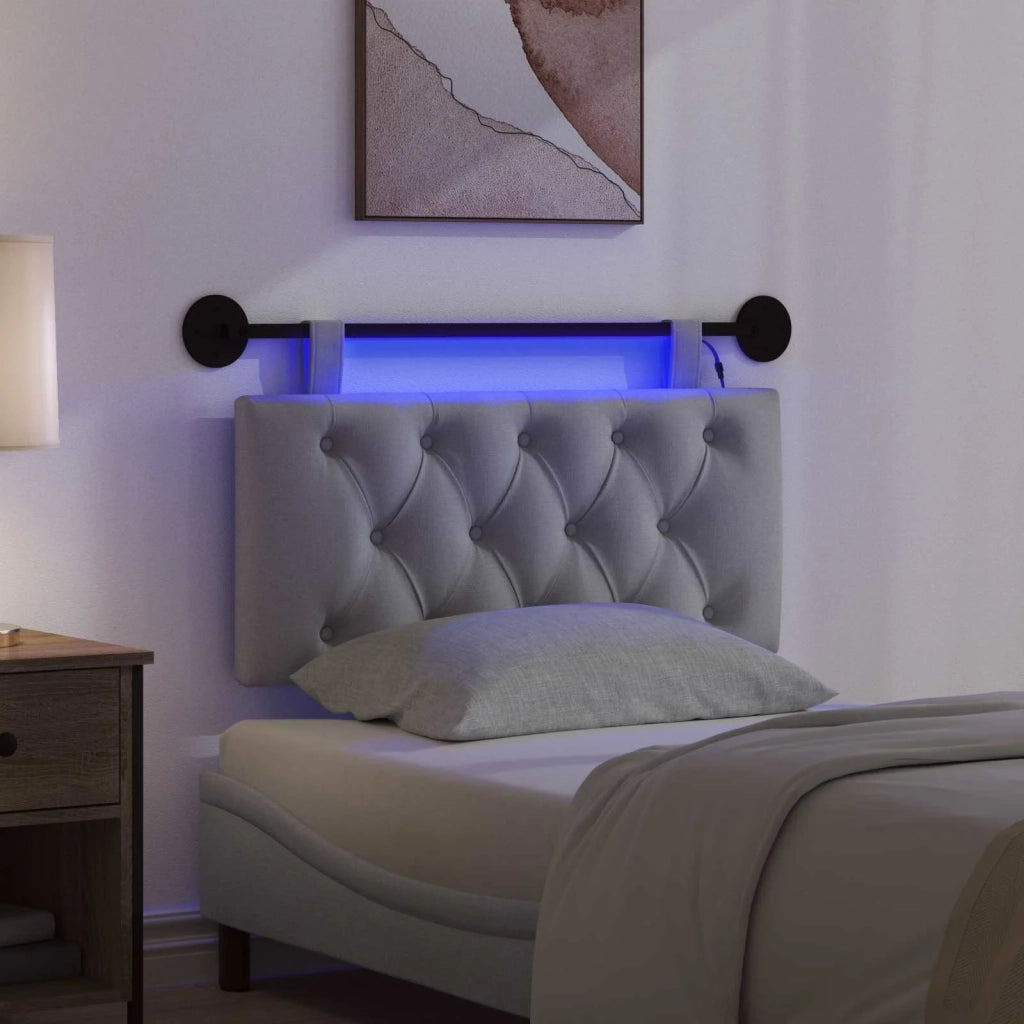 Testiera | Testata sospesa Con luce LED Grigio Chiaro Tessuto