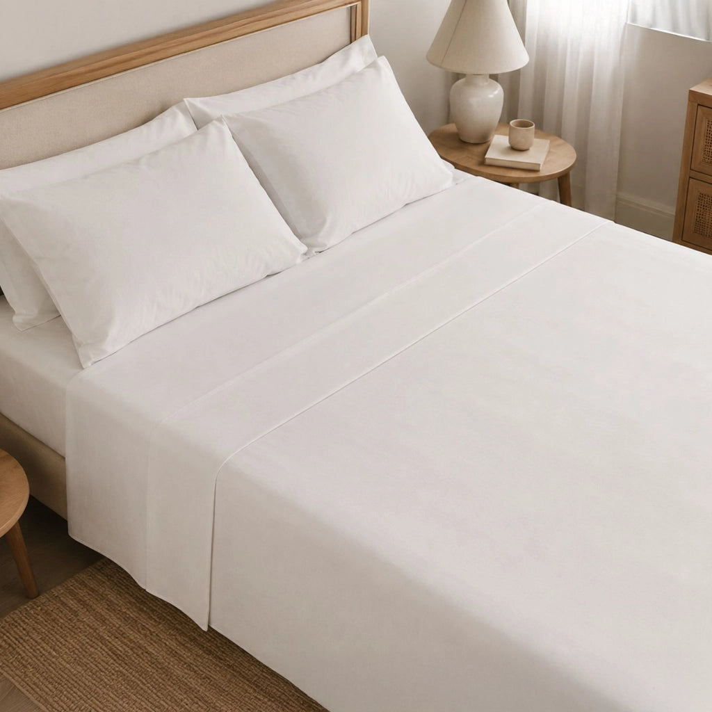 Sarenina, set Completo Letto Piazza e Mezza in Policotone, Bianco