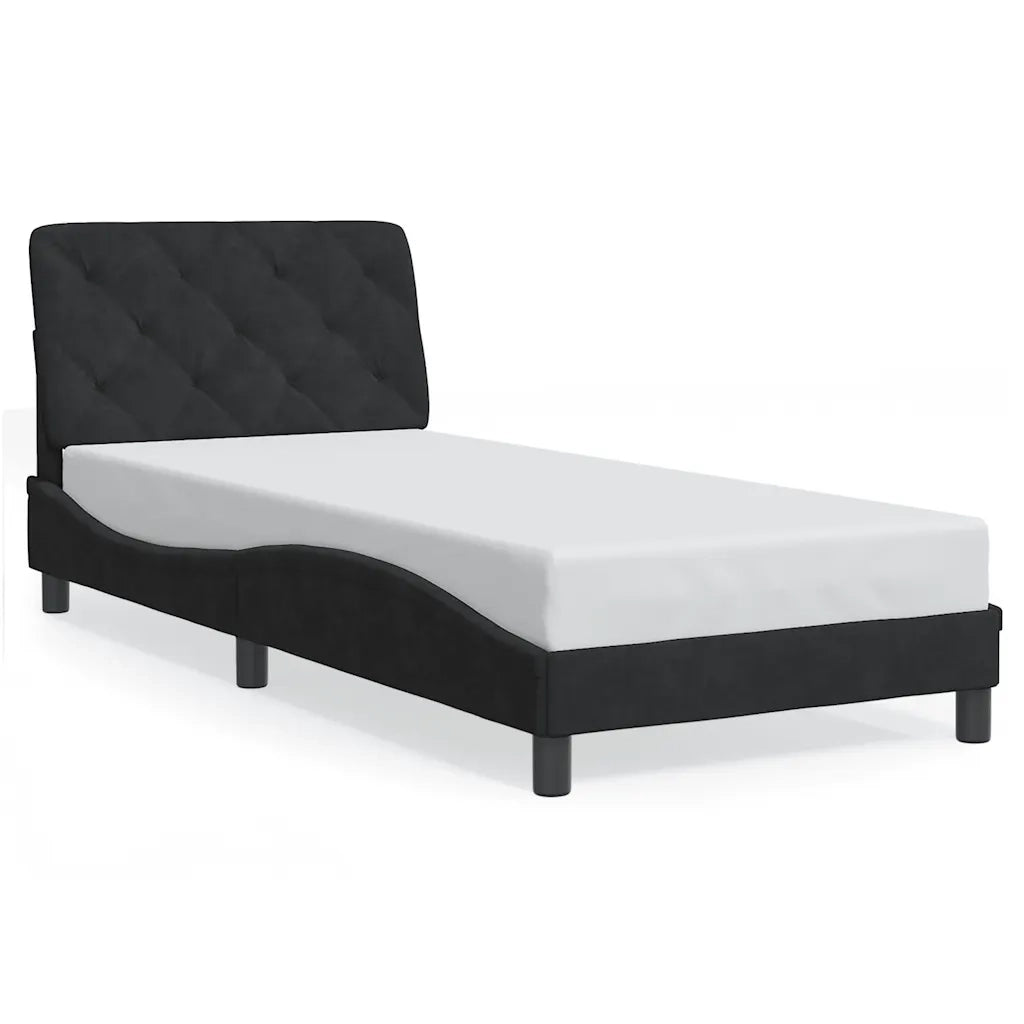 Giroletto senza Materasso Nero 90x200 cm in Velluto