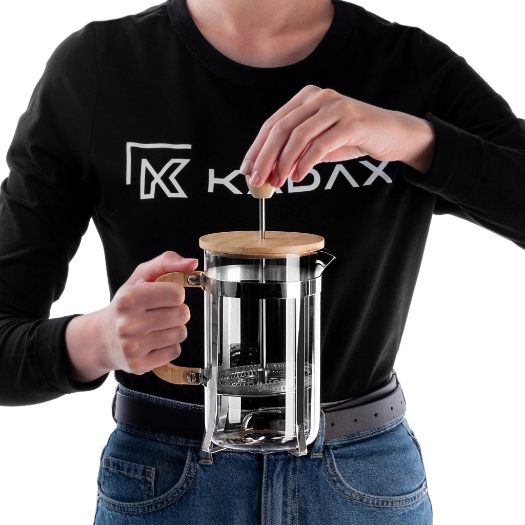 Infusore per tisane e caffè KADAX, con pistone, caraffa in vetro e filtro, 800 ml.