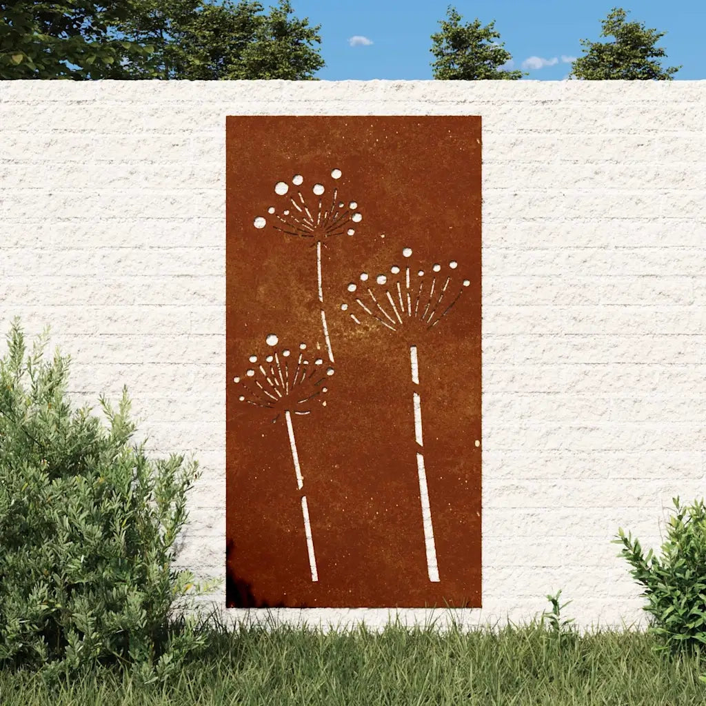 Decorazione Muro da Giardino 105x55 cm Fiore in Acciaio Corten CFW7358767