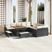 Set Divano da Giardino con cuscino 13 pcs Nero polyrattan 3362315