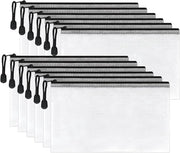 Documenti A5 in Tasche A5 Transparente con Cerniera - Impermeabile Tasca a Reticolo - 10 Unità - Ideale per Materiali di Ufficio - Perfetta per Viaggi