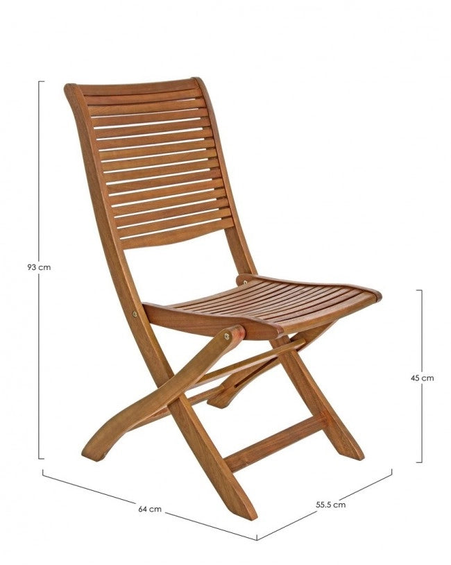 Set 2 sedie pieghevoli Noemi in legno di acacia cm 64x55,5x93h