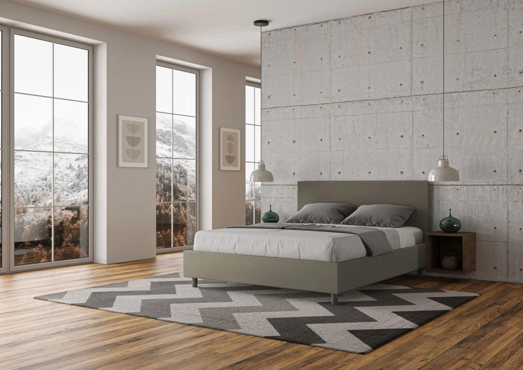 BS COM Letto matrimoniale senza rete imbottito 160x200 similpelle cappuccino