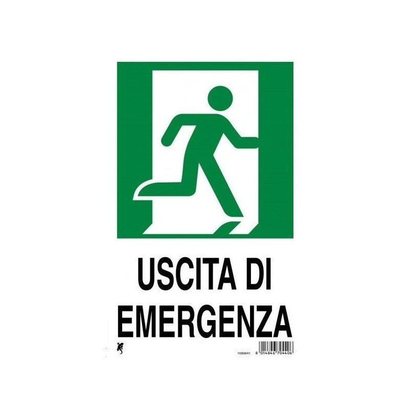 Cartello in plastica "uscita di emergenza"  30 x 20 cm