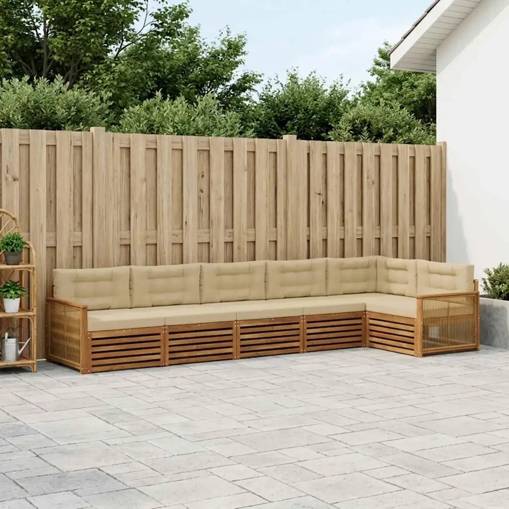 Set di divani da esterno con cuscino 6 pcs Naturale e Beige 3383421